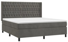 Letto a Molle con Materasso e LED Grigio Scuro 160x200 cm