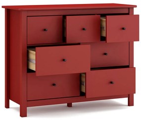 Cassettiera bassa rossa in legno di pino 110x80 cm Misti - Marckeric