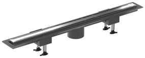 Canalina doccia 80 cm in alluminio reversibile scarico centrale, sifone e piletta inclusi
