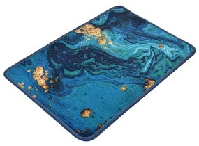 Tappetino da bagno blu/oro 60x40 cm Marbling - Foutastic