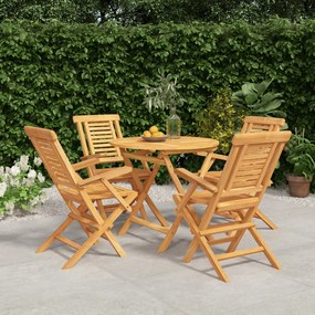 Set Da Pranzo Per Giardino 5 Pz İn Legno Massello Di Teak /