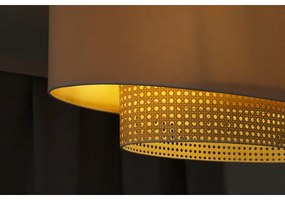 Duolla - Lampadario a plafone DOUBLE OVAL RATTAN 2xE27/15W/230V color crema/rattan