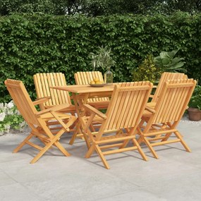 Set Da Pranzo Da Giardino 7 Pz İn Legno Massello Di Teak /