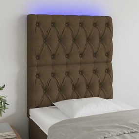 Testiera A Led Marrone Scuro 80x7x118/128 Cm İn Tessuto /