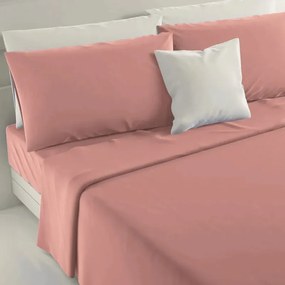 Completo lenzuola singolo in cotone tinta unita Collezione Casa  Colore Rosa Cipria, Dimensioni e Misure Singolo