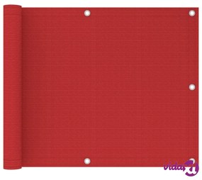 vidaXL Paravento da Balcone Rosso 75x300 cm in HDPE
