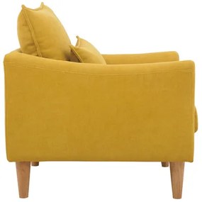 Poltrona design effetto velluto giallo senape KATE