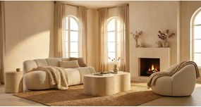 Divano bianco con rivestimento in bouclé 145 cm Ball – Mauro Ferretti