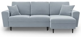 Divano angolare azzurro allungabile e con contenitore con rivestimento in velluto Kyoto – Cosmopolitan Design