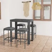 Set da Bar da Giardino 5 pz con Cuscini in Polyrattan Grigio cod mxl 53034