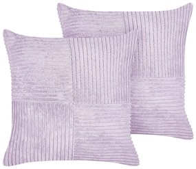 Set di 2 cuscini velluto a coste viola 43 x 43 cm MILLET Beliani