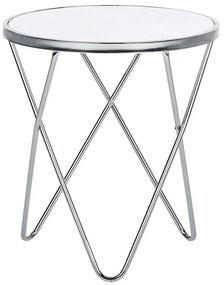 Tavolino vetro bianco/argento ⌀ 50 cm MERIDIAN II Beliani