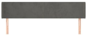Testiera ad orecchio grigio scuro 203x16x78/88 cm in velluto