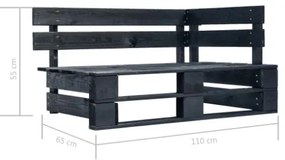 Set Divani a Pallet e Cuscini 6 pz in Pino Impregnato Nero