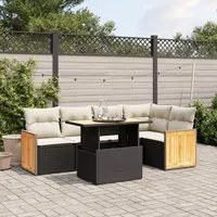 Set Divano da Giardino 6 pz con Cuscini Nero in Polyrattan 3273947