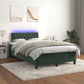 Letto A Molle Con Materasso E Led Verde Scuro 120x200cm Velluto /