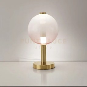 Lampada da tavolo aurora, oro satinato con vetro rosa 10w 850lm 300...