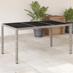 Tavolo giardino piano vetro grigio chiaro 150x90x75 polyrattan