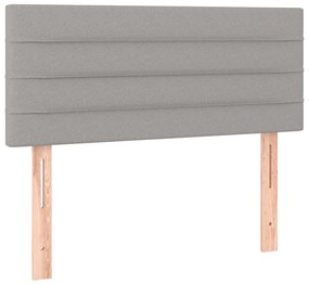 Letto a Molle Materasso e LED Grigio Chiaro 90x200 cm Tessuto