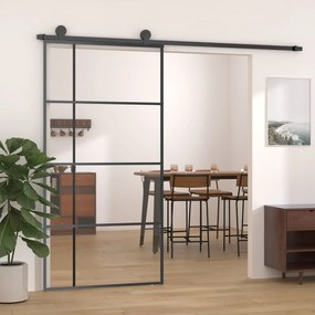 Porta Scorrevole İn Vetro Esg E Alluminio 102,5x205 Cm Nera /