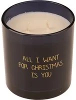 Candela in bicchiere di vetro nero All I want for Christmas is you