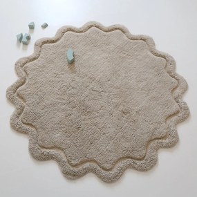 Tappeto rotondo beige in cotone lavabile e tessuto a mano ø 110 cm Sweet April Lin – Nattiot