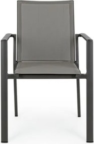 Set 4 Sedie Da Esterno Antracite In Alluminio E Textilene Con Braccioli Konnor Bizzotto
