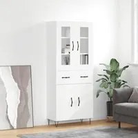 Credenza Bianco Lucido 69,5x34x180 cm in Legno Multistrato 3198563