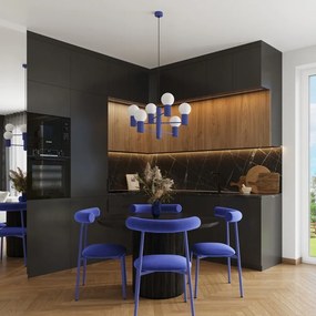 Lampadario blu con paralume in vetro Orbital – Sollux