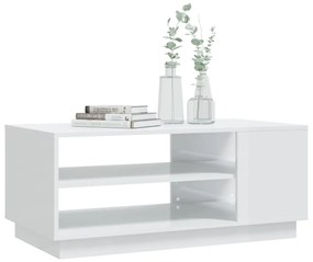 Tavolino da Salotto Bianco Lucido 102x55x43 cm in Truciolato