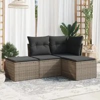 Set Divani da Giardino 4 pz con Cuscini in Polyrattan Grigio 3249319