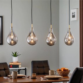 Argon Lampada a sospensione Oaza, a 4 luci, grigio fumo/nero