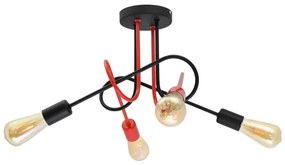 Lampadario a plafone OXFORD 4xE27/15W/230V nero/rosso