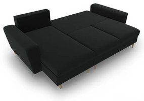 Divano angolare nero allungabile e con contenitore con rivestimento in velluto Kyoto – Cosmopolitan Design