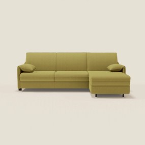 Primula divano letto angolare con materasso H18 cm - penisola contenitore in tessuto smacchiabile T05