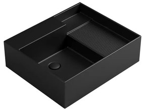 Lavabo da appoggio Nobu COLAVENE senza foro rettangolare in ceramica L 60 x H 21 x P 50 cm nero opaco piletta non inclusa