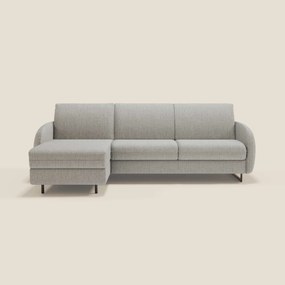 Ninfea Divano Letto Angolare con Penisola Contenitore e Materasso H18 cm - piedini in metallo e Tessuto impermeabile T03