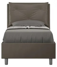 Letto singolo contenitore imbottito 80x200 similpelle cappuccino Appia