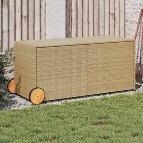 Contenitore Da Giardino Con Ruote Beige Misto 283l Polyrattan /