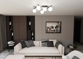 Lampadario da Soffitto in Acciaio e Vetro SMART 5 Nero 5xE14