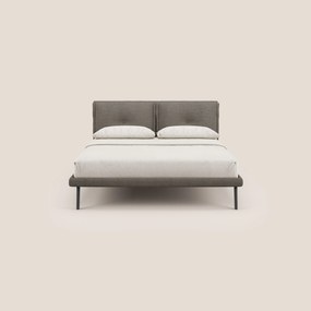 Ibuki letto con cuscini trapuntati regolabili e piedi in mogano in tessuto fiammato impermeabile T03 talpa