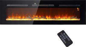 Camino Elettrico da Parete 1800W con Telecomando e Display LCD 152,4x15,8x45 cm Nero...