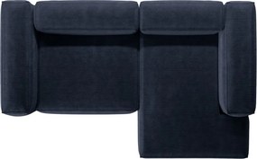 Divano angolare blu scuro (con penisola a destra/con chaise lounge) con rivestimento in velluto a coste Bergamo – Cosmopolitan Design