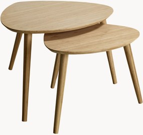 Set di 2 tavolini in legno di bambù fatti a mano Noble