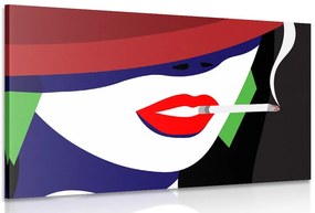 Stampa su tela – Donna con cappello in stile pop art