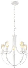 Lampadario a sospensione con catena GINA 5xE27/60W/230V bianco
