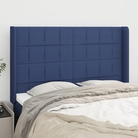 Testiera Ad Orecchio Blu 147x16x118/128 Cm İn Tessuto /