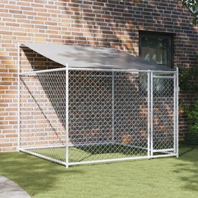 Gabbia Cani Con Tetto E Porta Grigia 2x2x2 M İn Acciaio Zincato /