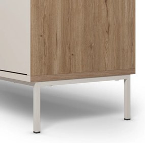 Cassettiera effetto rovere in colore crema-naturale 180x80x40 cm Lilou - Marckeric