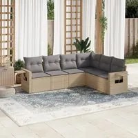 Set Divano da Giardino 6 pz con Cuscini Beige in Polyrattan 3220208